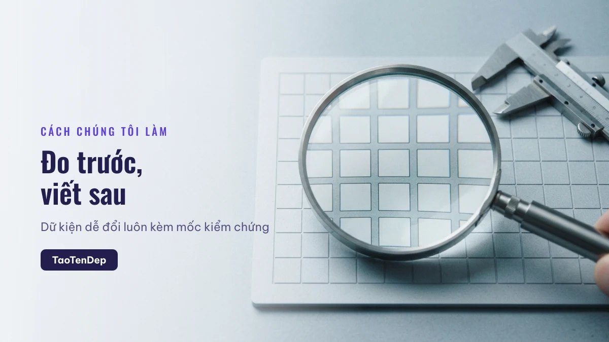 Quy trình kiểm chứng nội dung của TaoTenDep — đo trước, viết sau
